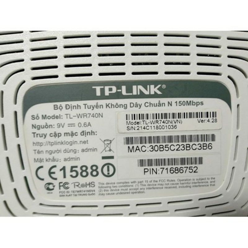 [Mã ELFLASH5 giảm 20K đơn 50K] Bộ wifi Tplink TL-WR740N (qua sử dụng đẹp 98%)