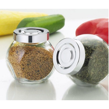 HỦ THỦY TINH NGHIÊNG HAI ĐÁY - NẮP XI BẠC 180ml/ 380ml