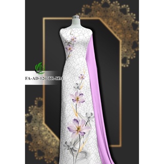 Vải áo dài trắng in hoa