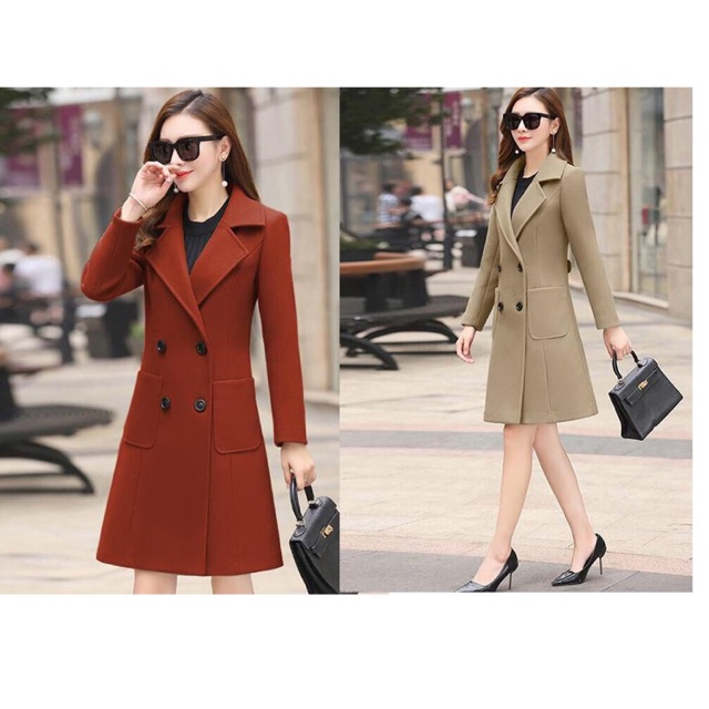 ÁO KHOÁC DẠ DÁNG DÀI CỔ VEST PHỐI NÚT SANG TRỌNG - AK 513