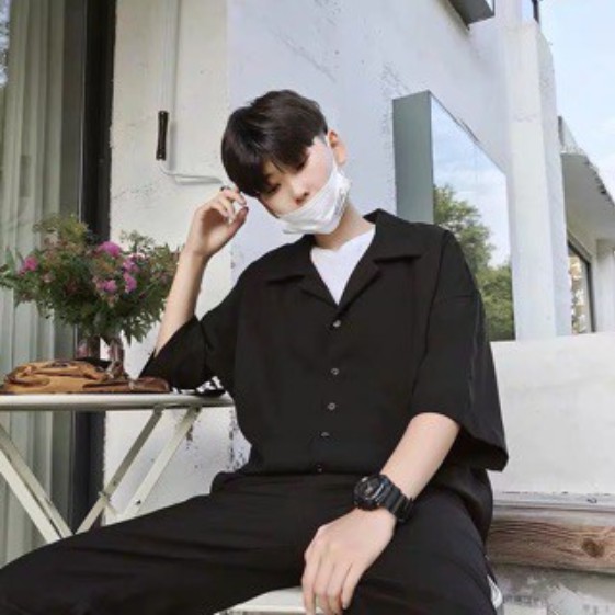 Áo sơ mi tay ngắn Cổ Vest trắng đen Unisex NAM NỮ trơn vải Cotton lụa mềm Ngắn tay form rộng - A3 | BigBuy360 - bigbuy360.vn