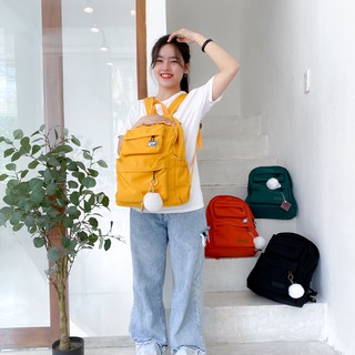 [Freeship+Hình thật] Balo nữ thời trang Ulzzang vải dù chống nước ♥️ ba lô nữ 2 túi trước laptop 15 6 inch M113