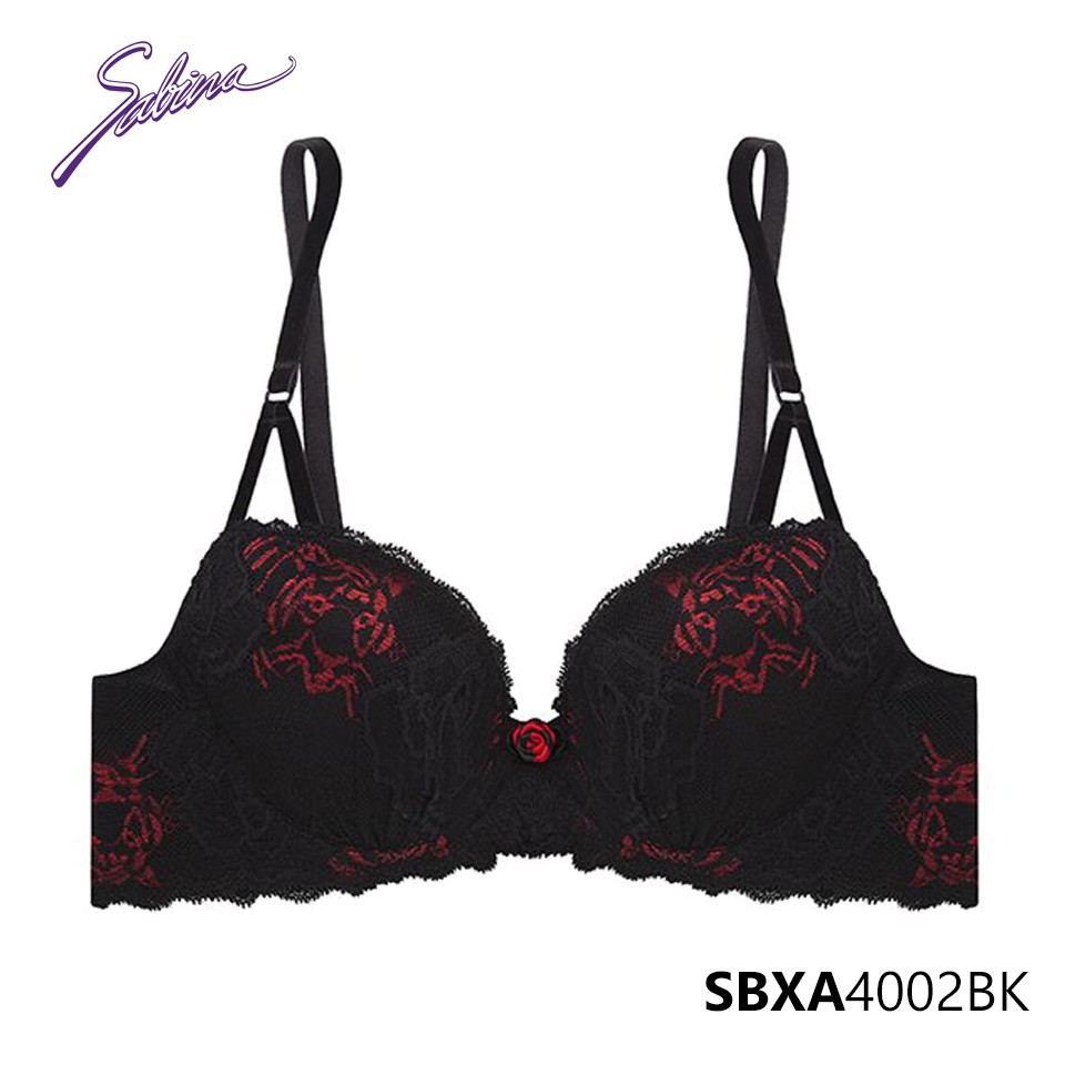 Áo Lót Siêu Nâng Ngực Phối Ren Sexy Màu Đỏ Đen Fashion Gorgeous By Sabina SBXA4002BK