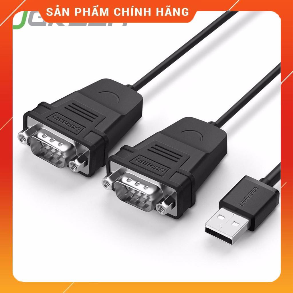 Cáp chuyển đổi USB 2.0 sang 2 đầu COM RS232 đực chuẩn DB9 dài 1.5m UGREEN 30769 dailyphukien