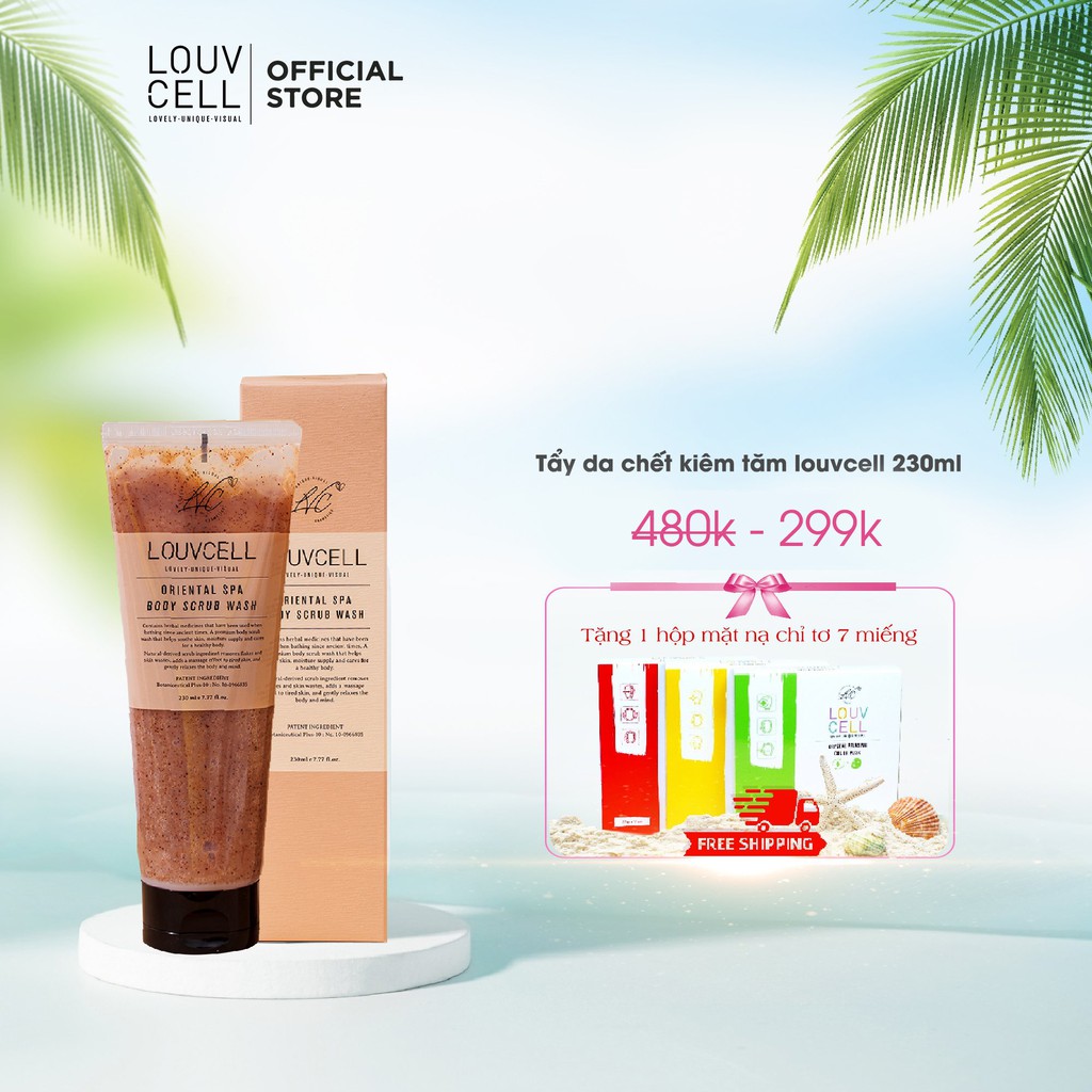 Tẩy Da Chết Louvcell Oriental Spa Body Scrub Wash 230ml Tặng 5 mặt nạ chỉ tơ Louv Cell