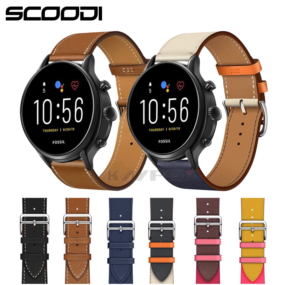 Dây Đeo Bằng Da Thật Cho Đồng Hồ Fossil Gen 5 Carlyle HR Julianna HR Band Cho Fossil Sport 43mm / Q Explorist HR Gen 4