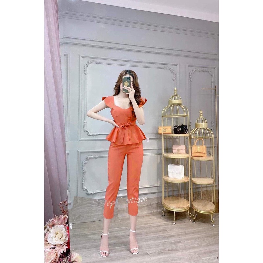 Set Bộ Thời Trang Mặc Nhà Quần Lửng Áo Tay Cánh Tiên