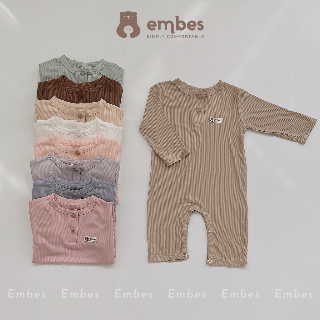 EMBES Body dài tay cho bé trai bé gái, body liền thân, bộ áo liền quần cho bé trai bé gái 5kg tới 13kg