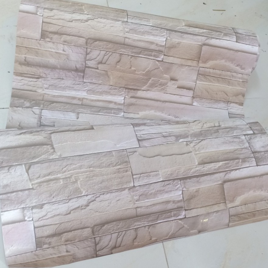 Decal giấy dán tường đá đăm vàng khổ 60cm giấy dày keo sẵn