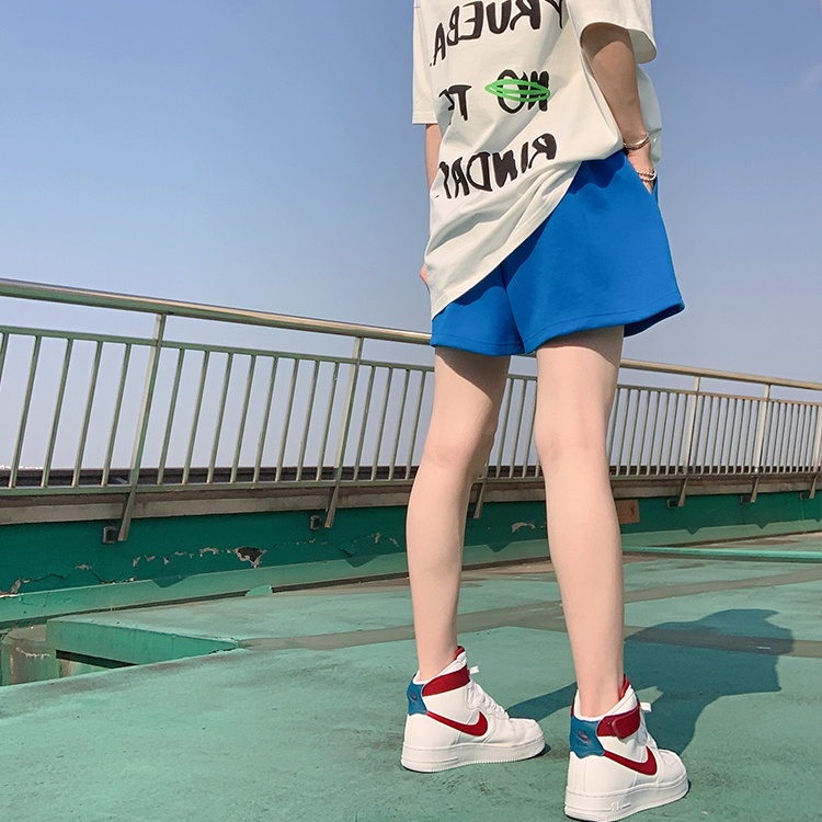 Quần short thể thao SUXI lưng cao ống rộng in chữ thời trang hè cho nữ