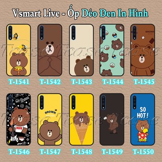 Ốp lưng Vsmart Live dẻo đen in hình BST Gấu Nâu Cute