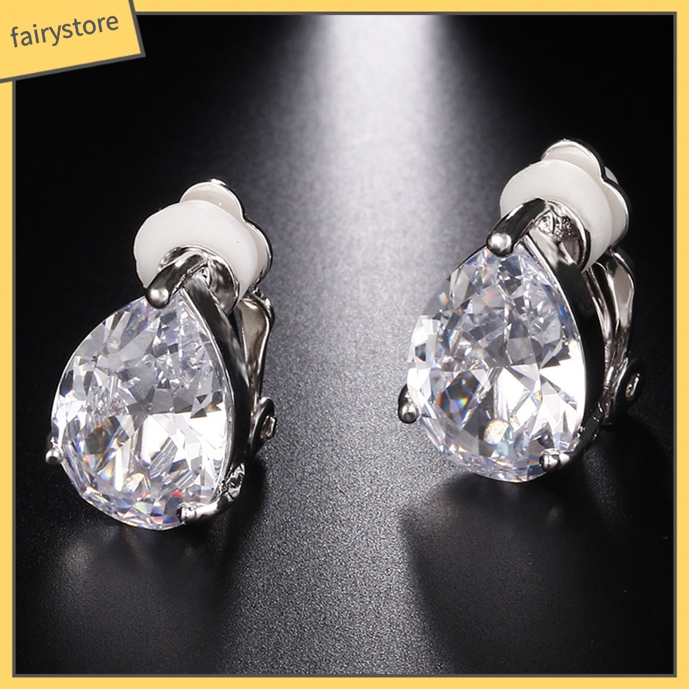 Bông Tai Đính Đá Hình Giọt Nước Thời Trang Cho Nữ