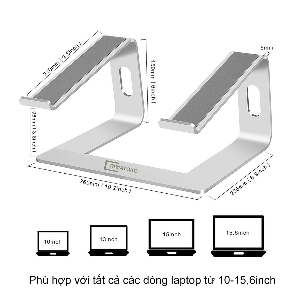 Giá Đỡ Máy Tính Laptop Macbook Hợp Kim Nhôm Cao Cấp Giúp Tản Nhiệt Có Thể Tháo Rời Hàng Chính Hãng Tamayoko