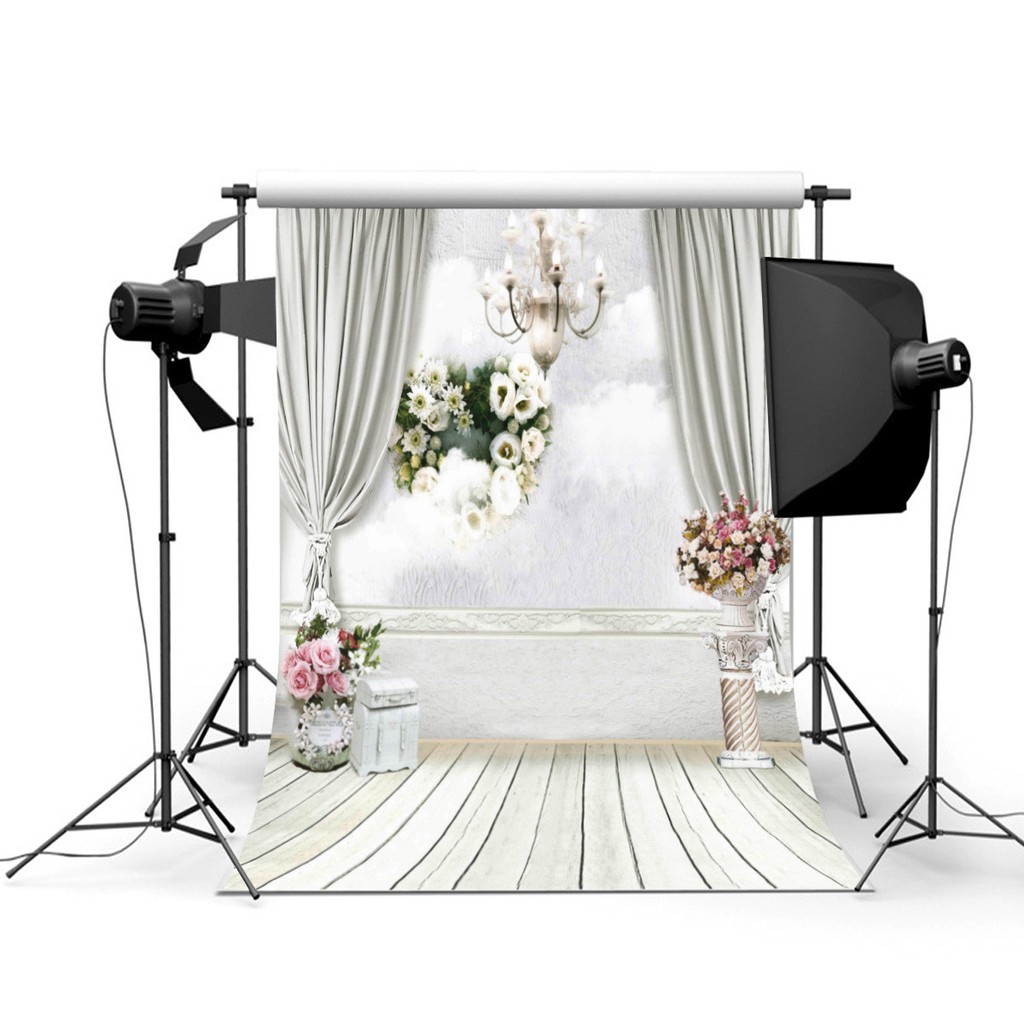 Phông Nền Hình Bông Hoa Trắng 5X7Ft Cho Studio