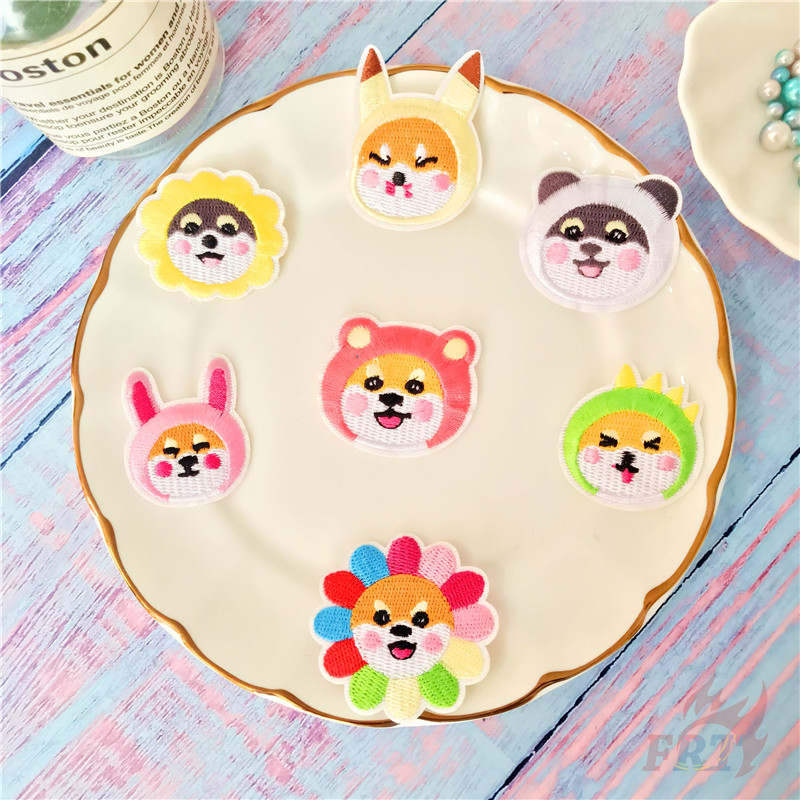 Miếng dán ủi thêu hình chú chó Shiba &amp; Husky dễ thương