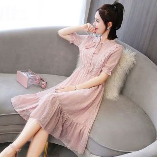 Đầm hồng ruốc voan