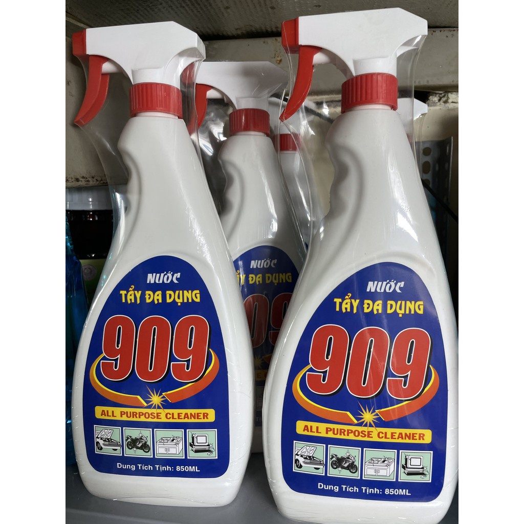 Nước tẩy đa dụng 909 chai 850ml, tẩy ố vàng ô tô, xe máy, bếp, tủ, gốm sứ, bồn tắm, bồn cầu,..., tẩy dầu mỡ.