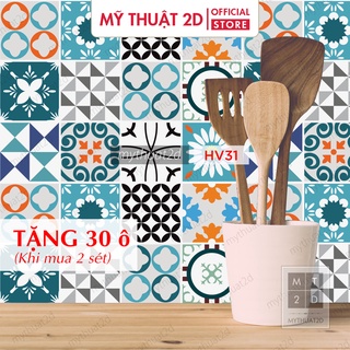 Sét 100 ô decal gạch bông  - Tặng 30 ô khi mua 2 sét - dán bếp dán tường - mã HV31