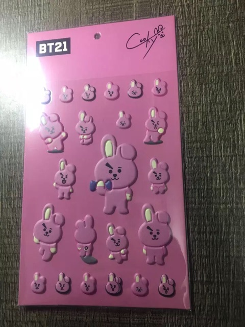 Sticker 3D NỔI BT21 Tata Cooky Shooky Mang Koya Chimmy RJ VAN