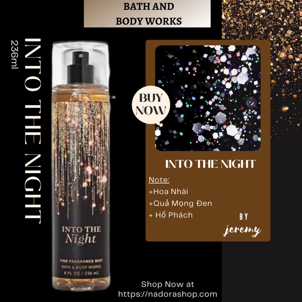 [𝗦𝗔𝗟𝗘]..::✨Xịt thơm Into the Night - Body Mist Bath &amp; Body Works(30ml-50ml-100ml)✨::..