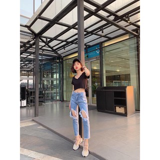 Crop tay ngắn cuốn biên