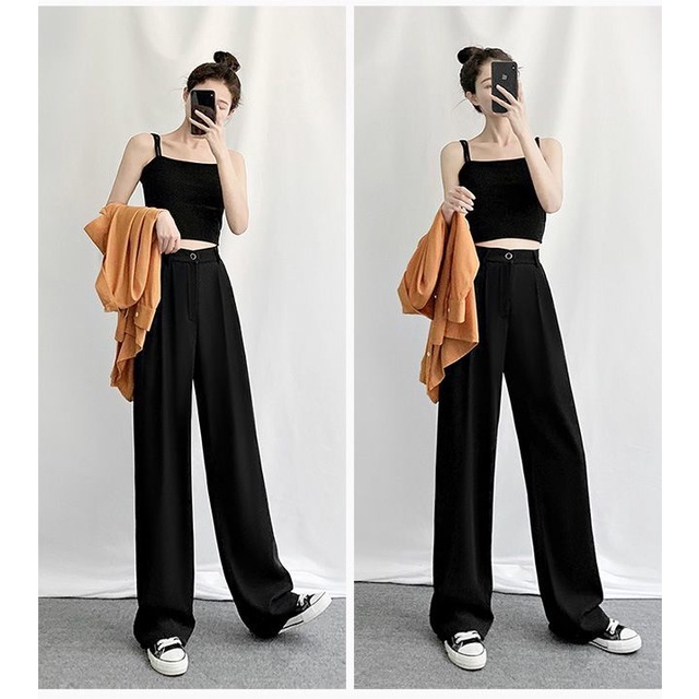 Quần Tây Ống Rộng Lưng Cao Thiết Kế Mới 2022 Thời Trang Cho Nữ