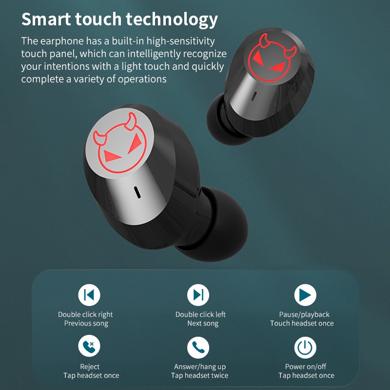 Tai Nghe Không Dây Bluetooth 5.1 9D Chống Nước Có Micro