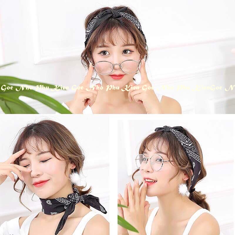 Khăn bandana, khăn turban nam nữ cotton 100% l1, khăn buộc đầu 55x55cm