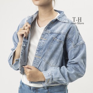 Áo khoác jean nữ phối chữ happy jnes, áo khoác jean nữ nút sau sành điệu cao cấp AKG14 Oppashop1