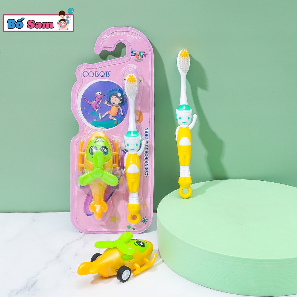 Bàn chải đánh răng trẻ em tặng kèm đồ chơi cho bé 2-12 tuổi Shop Bố Sam