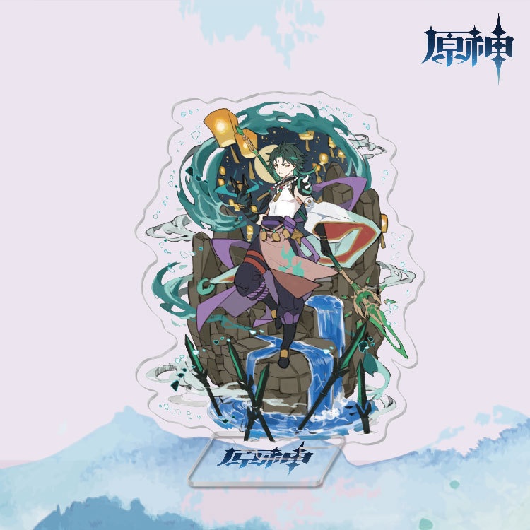 Genshin Impact Anime Action Figure Ganyu Albedo Rosaria Stand Decoration Acrylic Character Model Collection