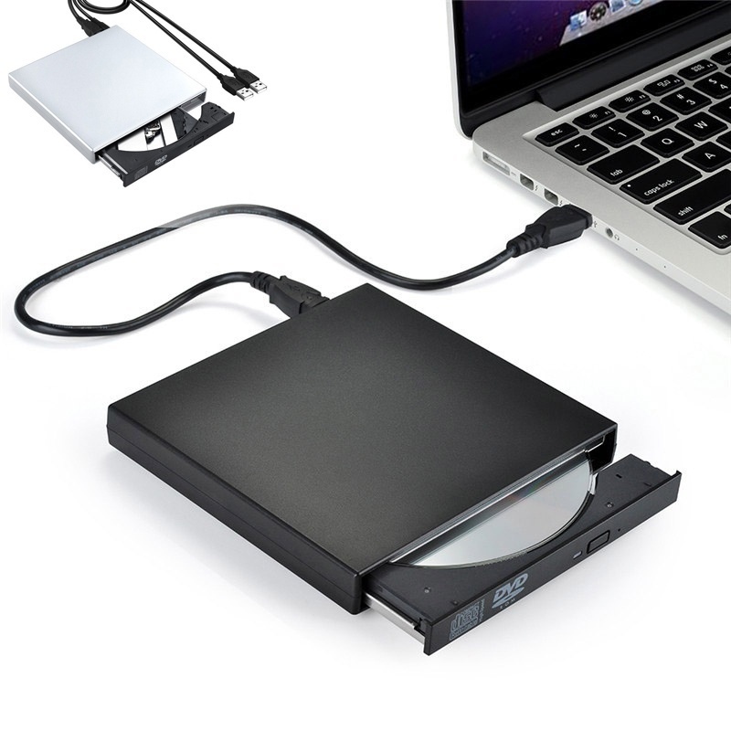 Đầu đọc đĩa CD-RW DVD/CD với hai cáp USB cho Windows Mac OS Laptop