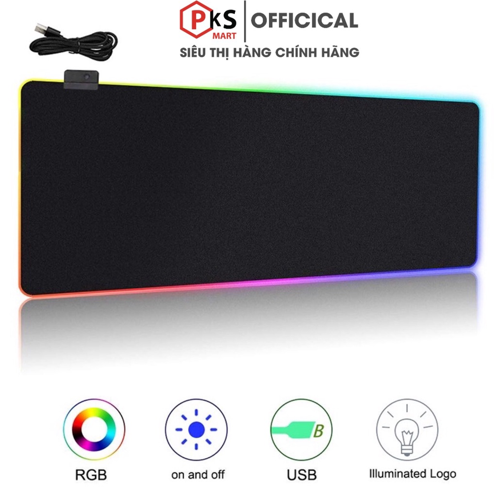 Miếng Lót Chuột LED RGB Và Không LED - Mousepad full Đen size 80x30x0,4cm - 80x30x0,2cm PKSMART