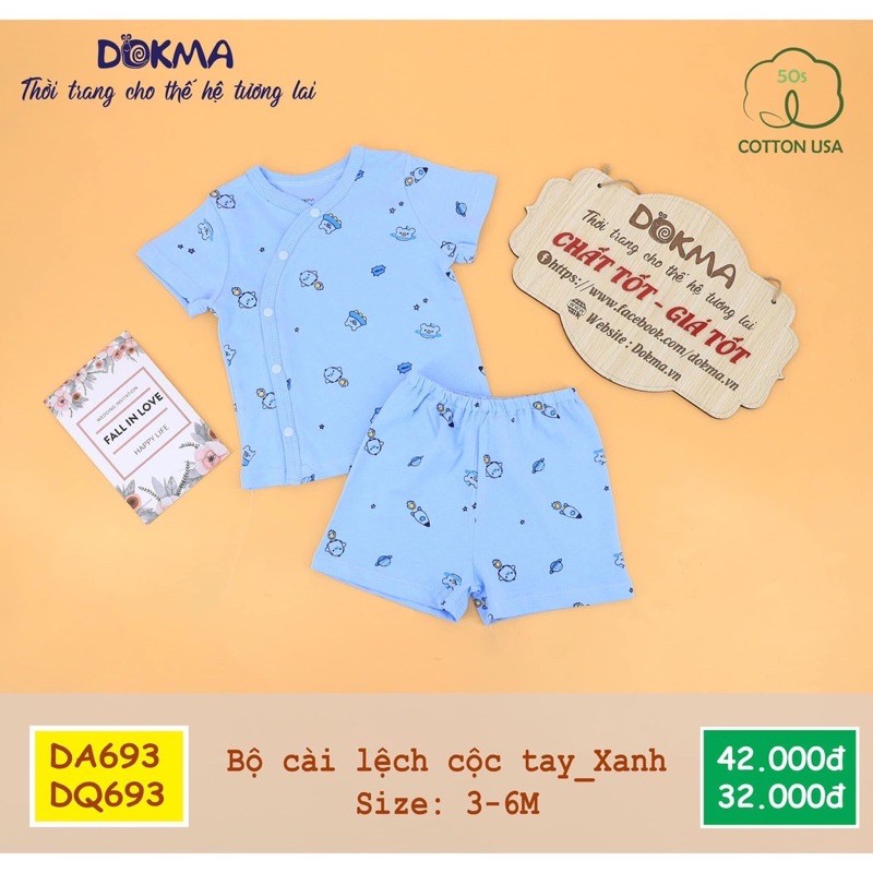 Bộ sơ sinh cài lệch Dokma(1-6M)