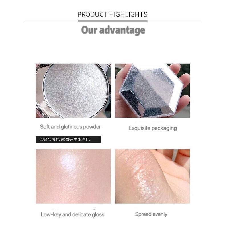 Phấn bắt sáng trang điểm che khuyết điểm ánh nhũ lấp lánh mịn màng dành cho da mặt