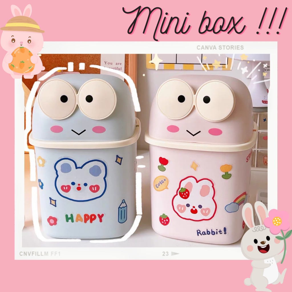 Hộp tiết kiệm, đựng đồ dùng mini nắp lật nhỏ gọn để bàn đa năng tiện dụng siêu dễ thương + kèm sticker