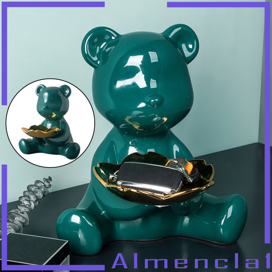 [ALMENCLA1]Modern Key Storage Bear Figure Statue Figurine for Candy Container Holder Pine