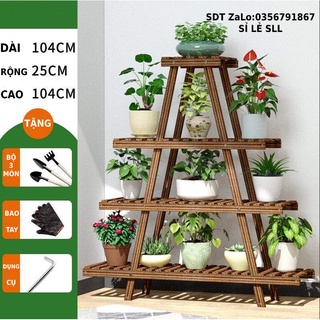 Kệ gỗ để chậu hoa cây cảnh nhiều tầng trang trí không gian