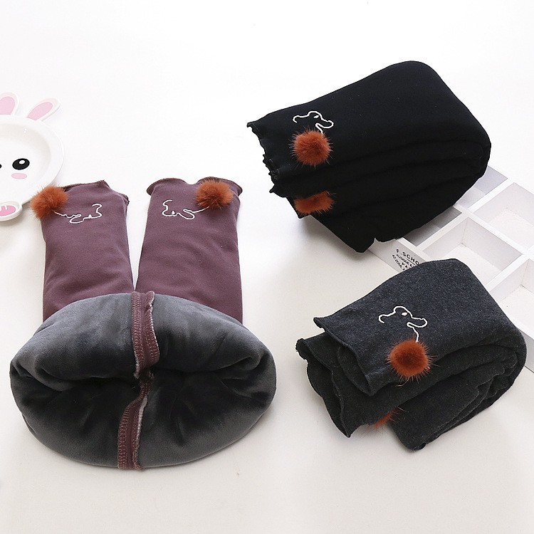 Quần legging lót lông thỏ bông bé gái size 7-15kg