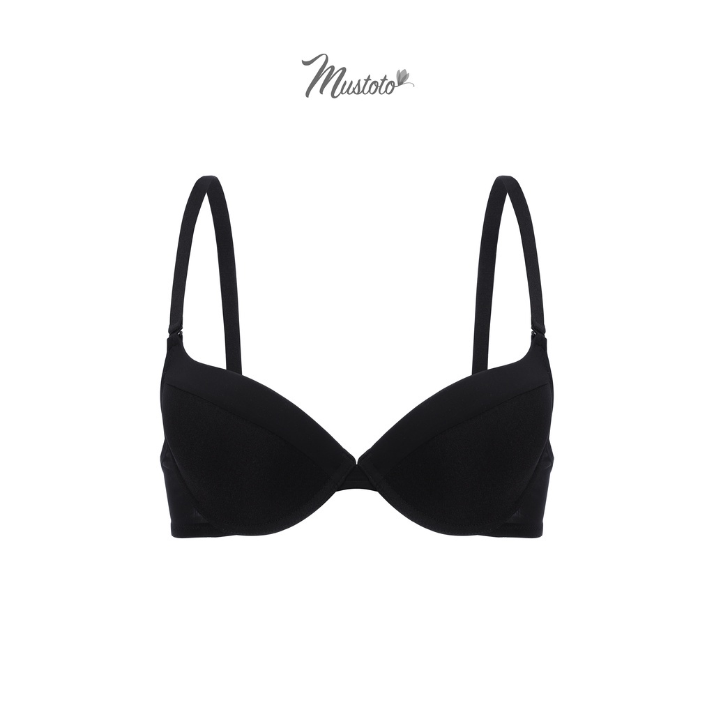 Bộ Đồ Lót Nữ Trơn Phối Lưới Có Gọng Mút Mỏng Thoải Mái Màu Đen (Mustoto MA43 MQ45)