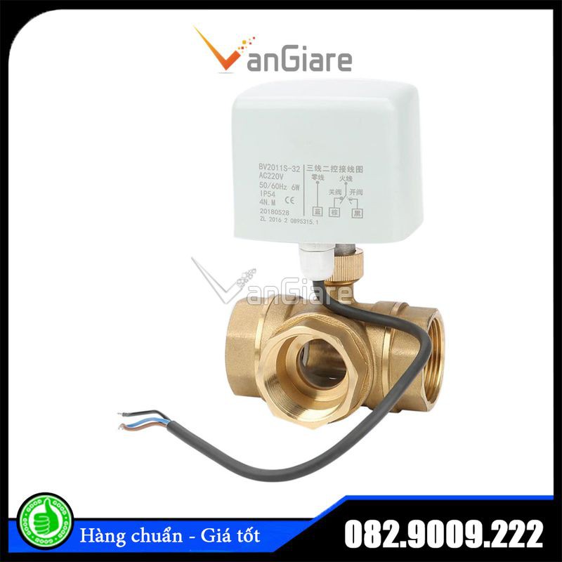 [Van bi điện 3 lỗ] Van khoá nước 3 ngã đóng mở bằng motor điện 220v phi 42 49 60