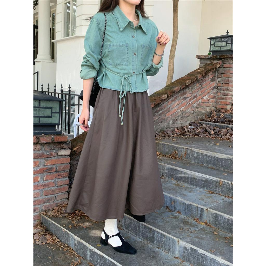 Áo Sơ Mi denim Dài Tay Thắt Dây Giản Dị 67673