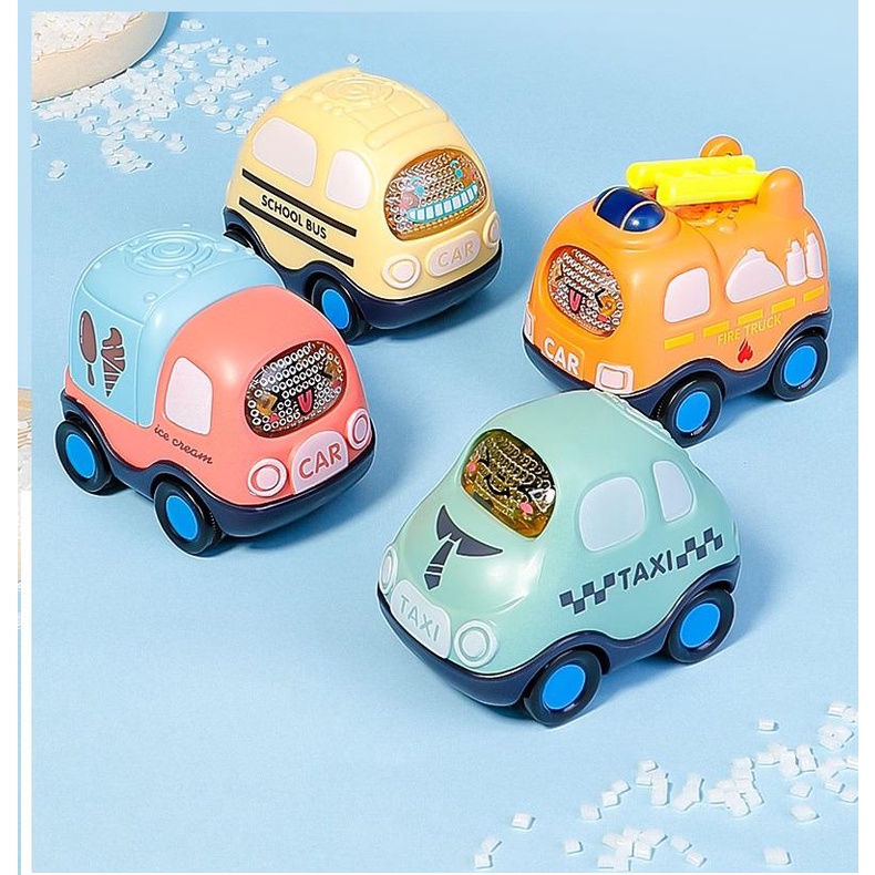 Set Đồ Chơi Ô Tô Chạy Đà Quán Tính : Xe Cứu Hỏa,Cứu Thương,Cảnh Sát,Taxi,Xe Bus, Kem Dễ Thương