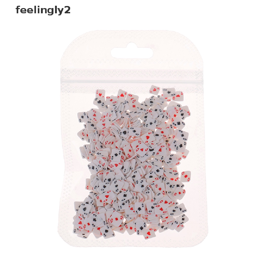 Túi 450-500 hạt đất sét polymer thiết kế hình lá bài poker 3d trang trí móng nghệ thuật 10g