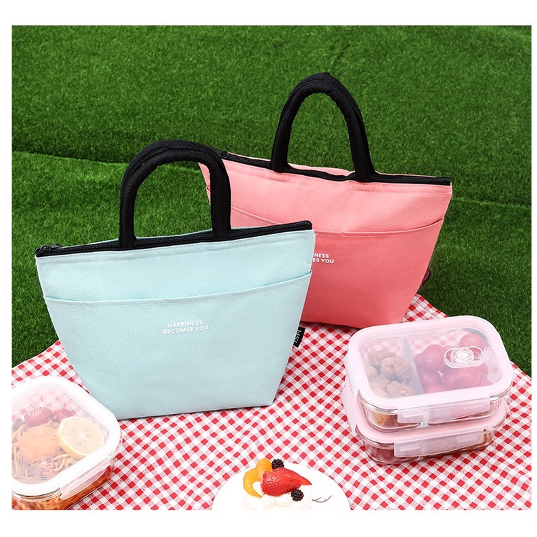 [Mẫu MỚI]Túi Giữ Nhiệt/ Túi Đựng Cơm HAPPINESS BECOMES YOU Vải Oxford Chống Thấm Nước