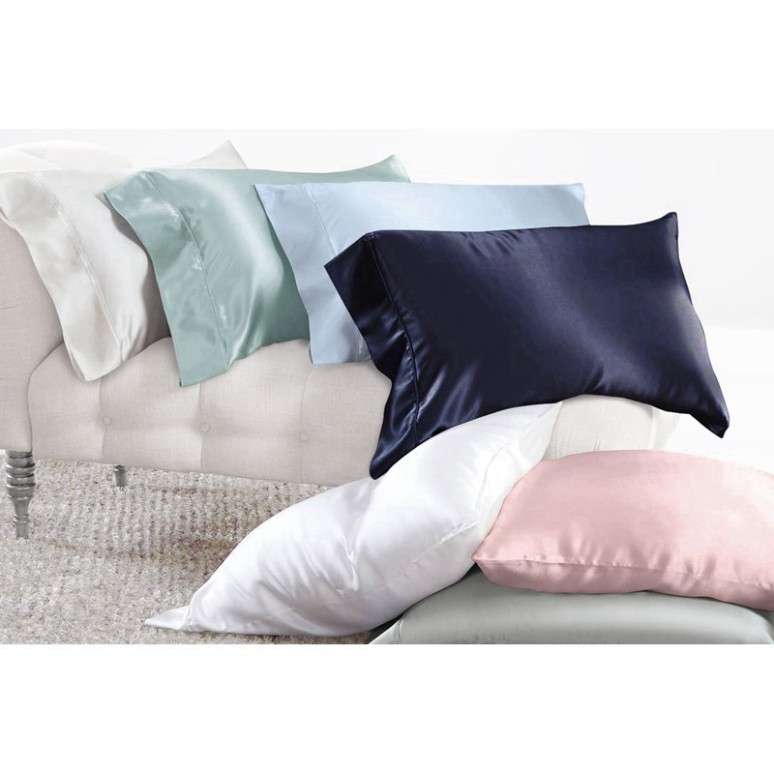 Bộ 4 Món Ga Gối Phi Lụa Thương hiệu AT HOME Mát Mịn  - Màu Xanh Đen