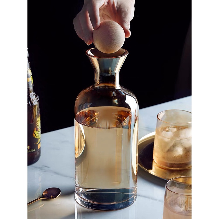 Bộ Bình Nước , Ấm Tách Trà Thủy Tinh mẫu  Màu Trà Họa Tiết Châu Âu