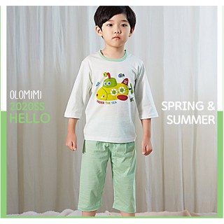 Bộ pijama lửng bé trai Go Go Under The Sea 100% cotton - Olomimi Hàn Quốc