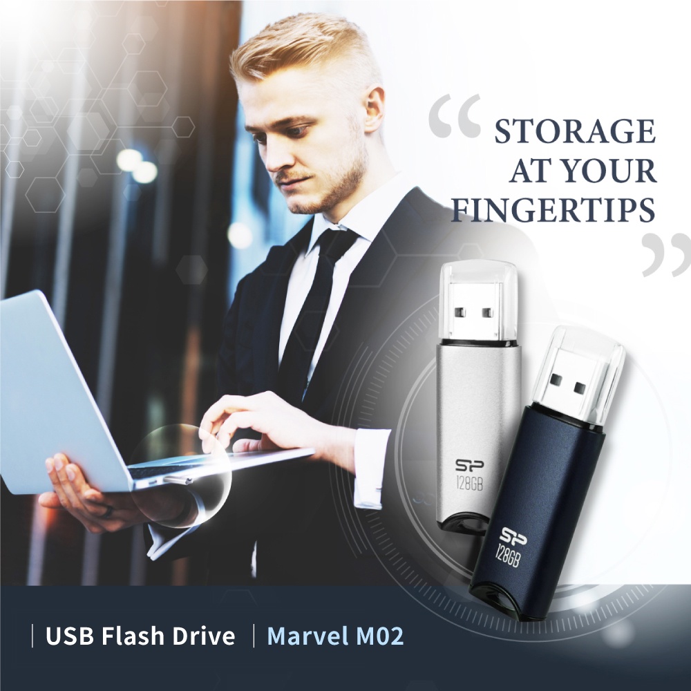 Silicon Power 64GB Marvel M02 USB 3.0 Flash Drive - Navy Blue