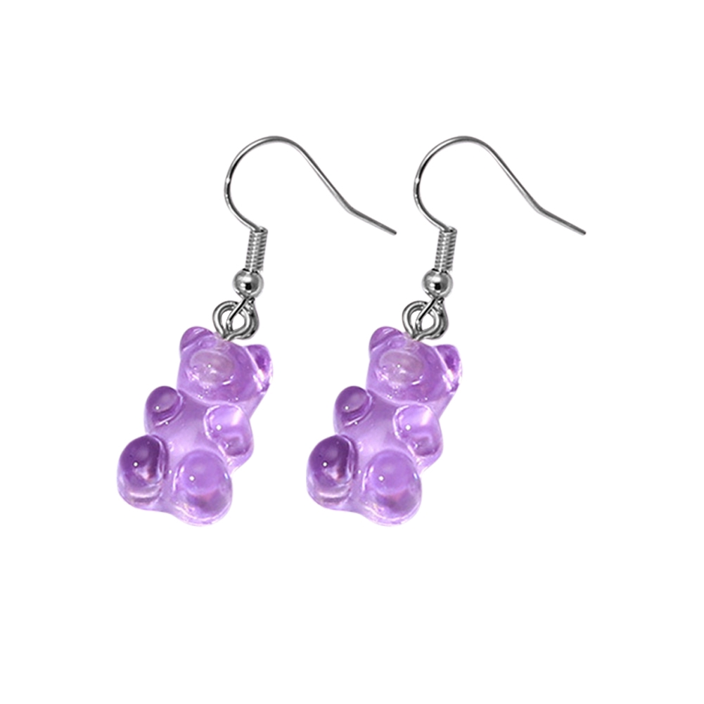 1 đôi bông tai hình gấu vòng tay ôm màu trái cây xinh xắn